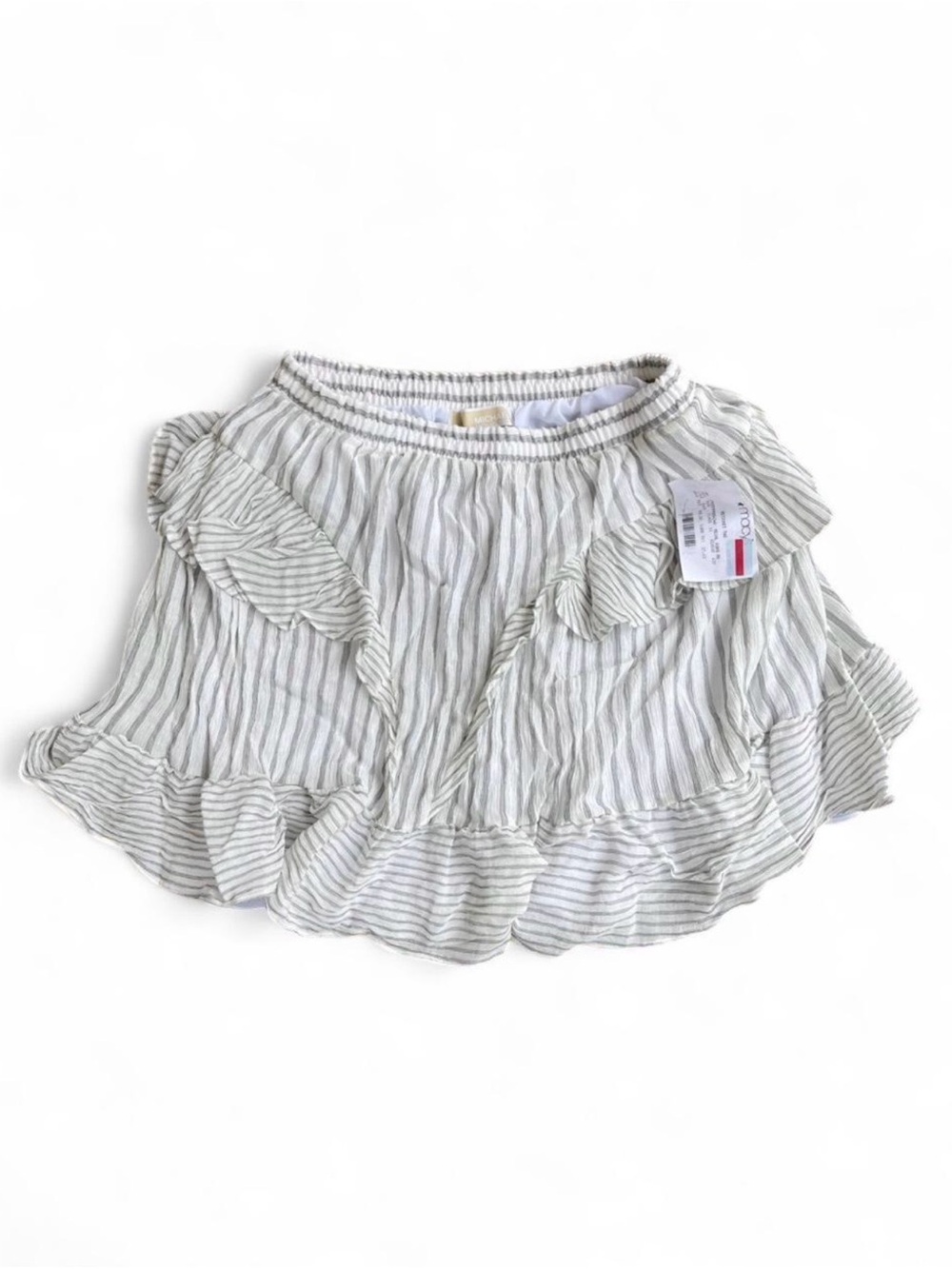 Michael Michael Kors New With Tags NWT Shear White And Gray Striped Ruffle Skirt